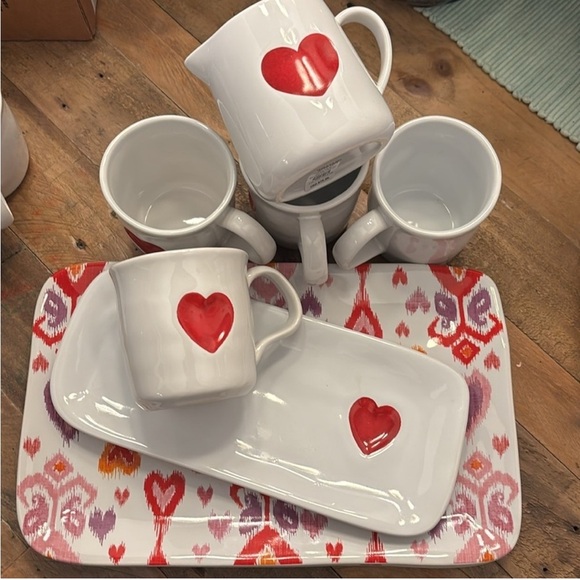 Williams Sonoma Other - Williams Sonoma Red Heart Mug and Tray Set